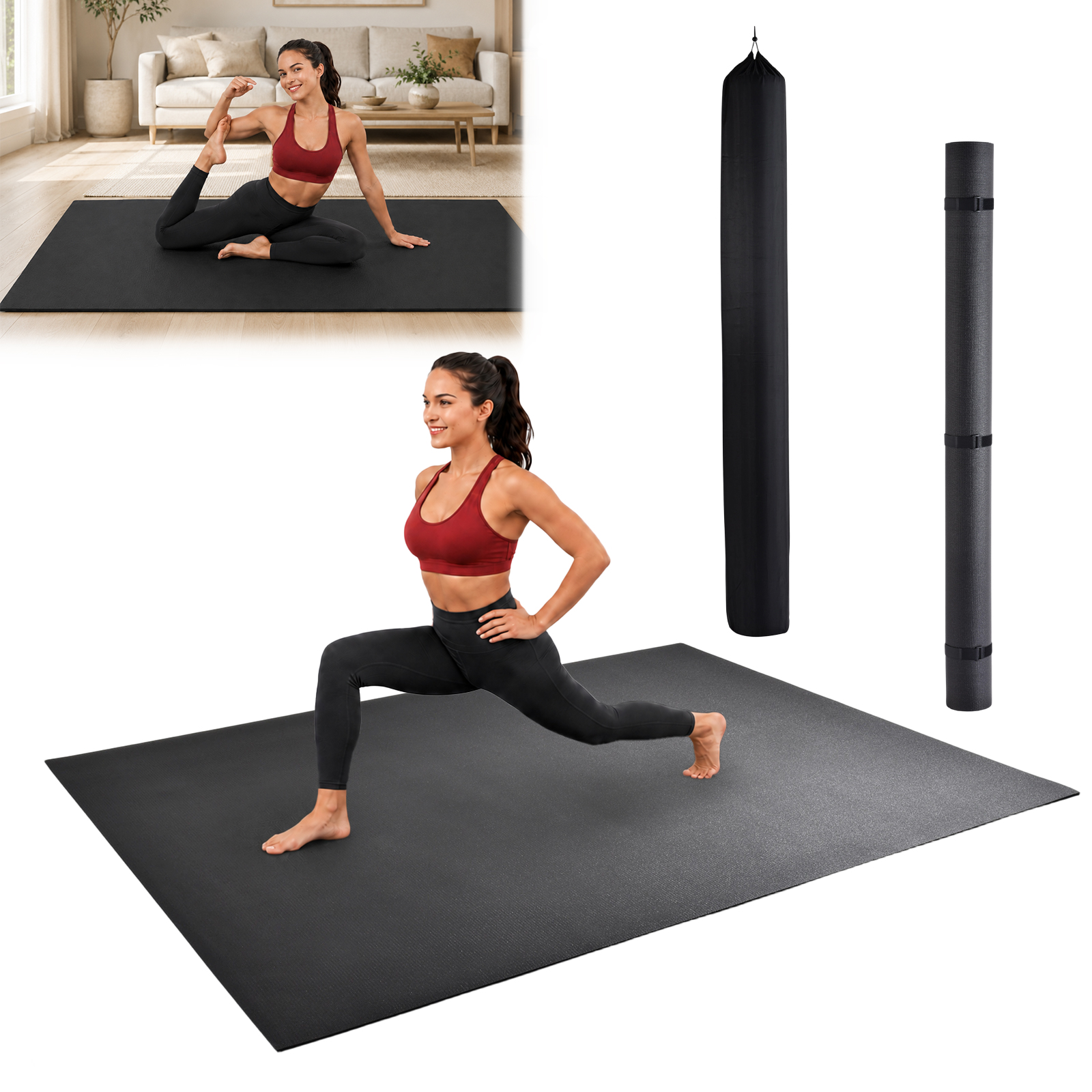 Pilates Yoga For Beginners - Extra Large Double Yoga Mat 96