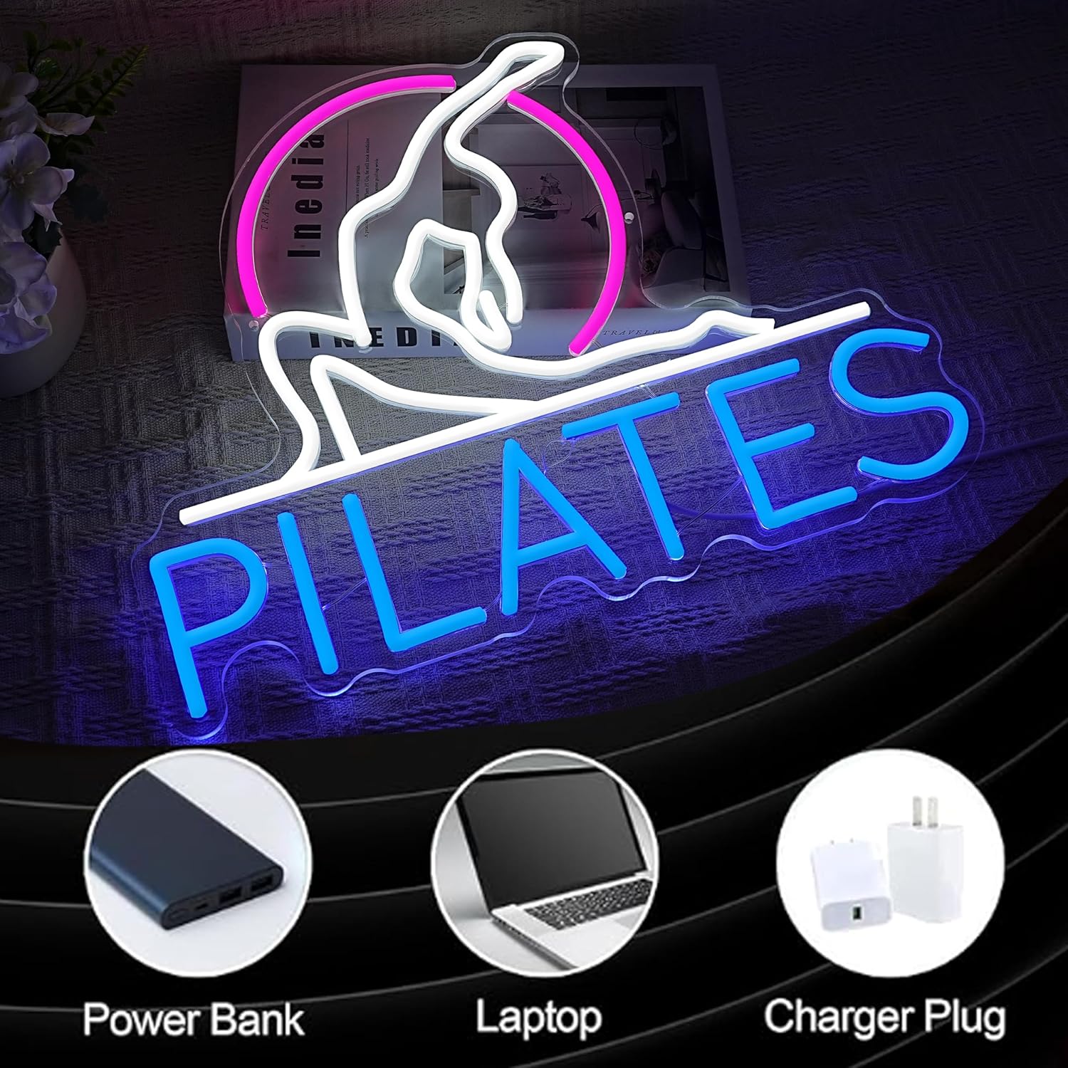 Pilates Neon Sign Yoga Studio  - Pilates Yoga Room recensie en prijs
