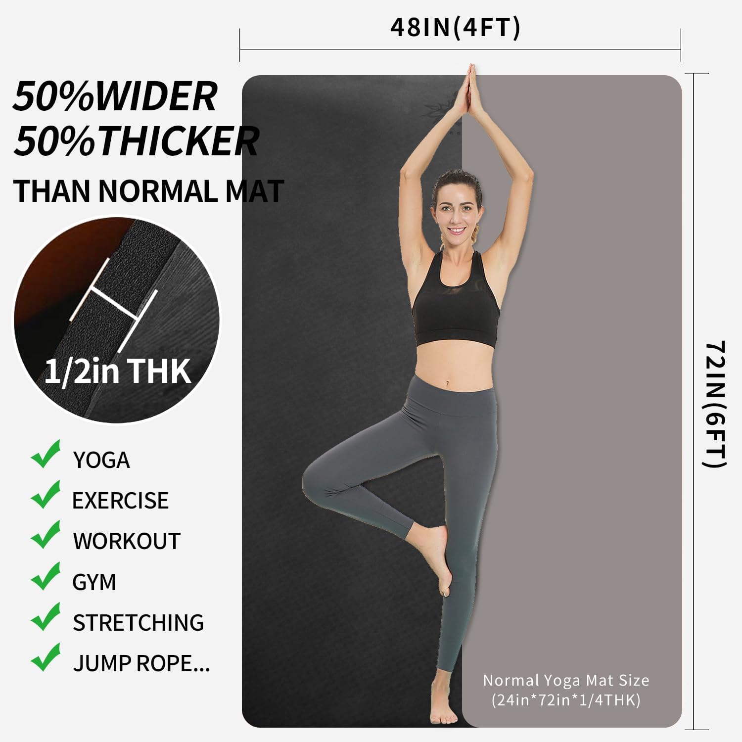 Extra Thick TPE Yoga Mat 6'x4' - Pilates Yoga Home recensie en prijs
